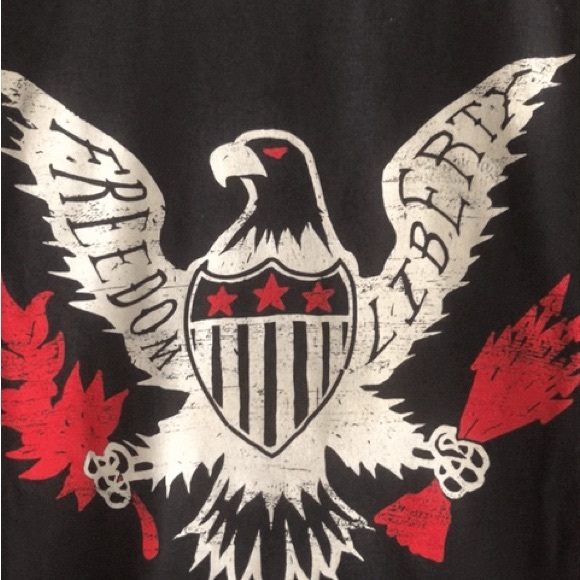 MELMARC Mens Black T-Shirt Size Large Graphics FREEDOM LIBERTY Cotton New - Picture 6 of 7